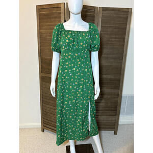 Green Floral Plus-Size Dress